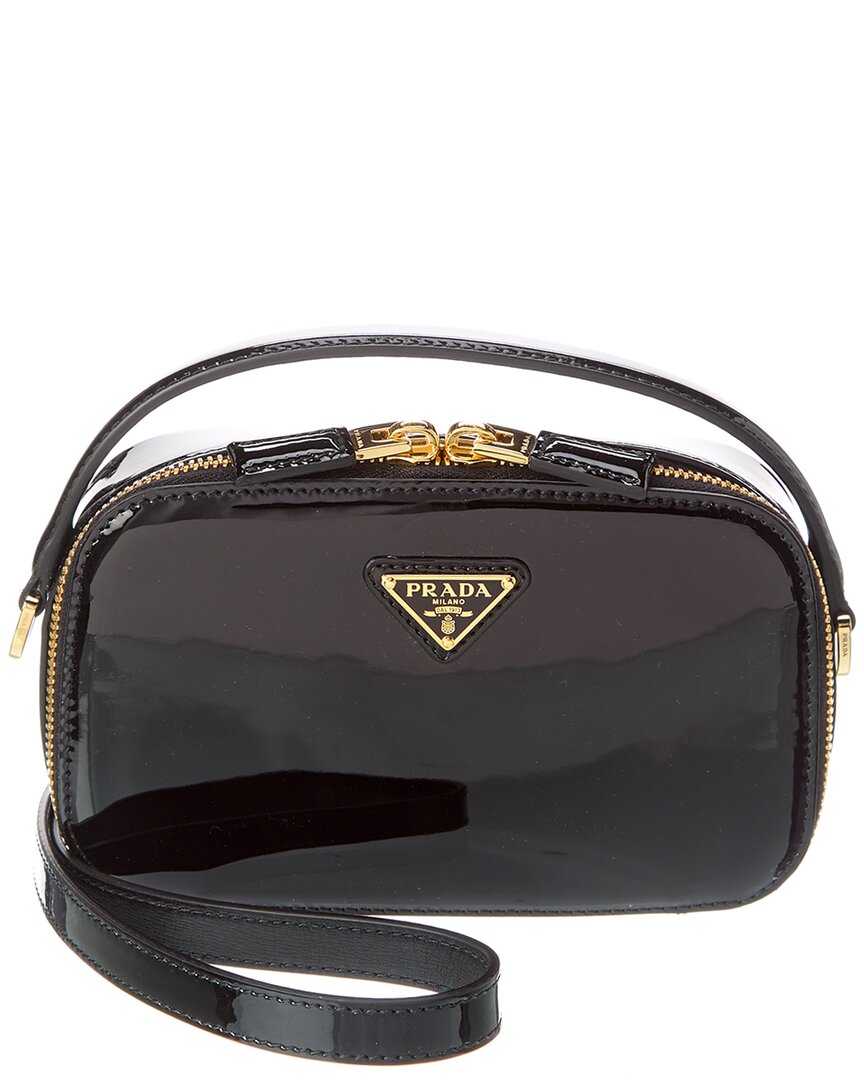Shop Prada Odette Patent Mini Bag In Black