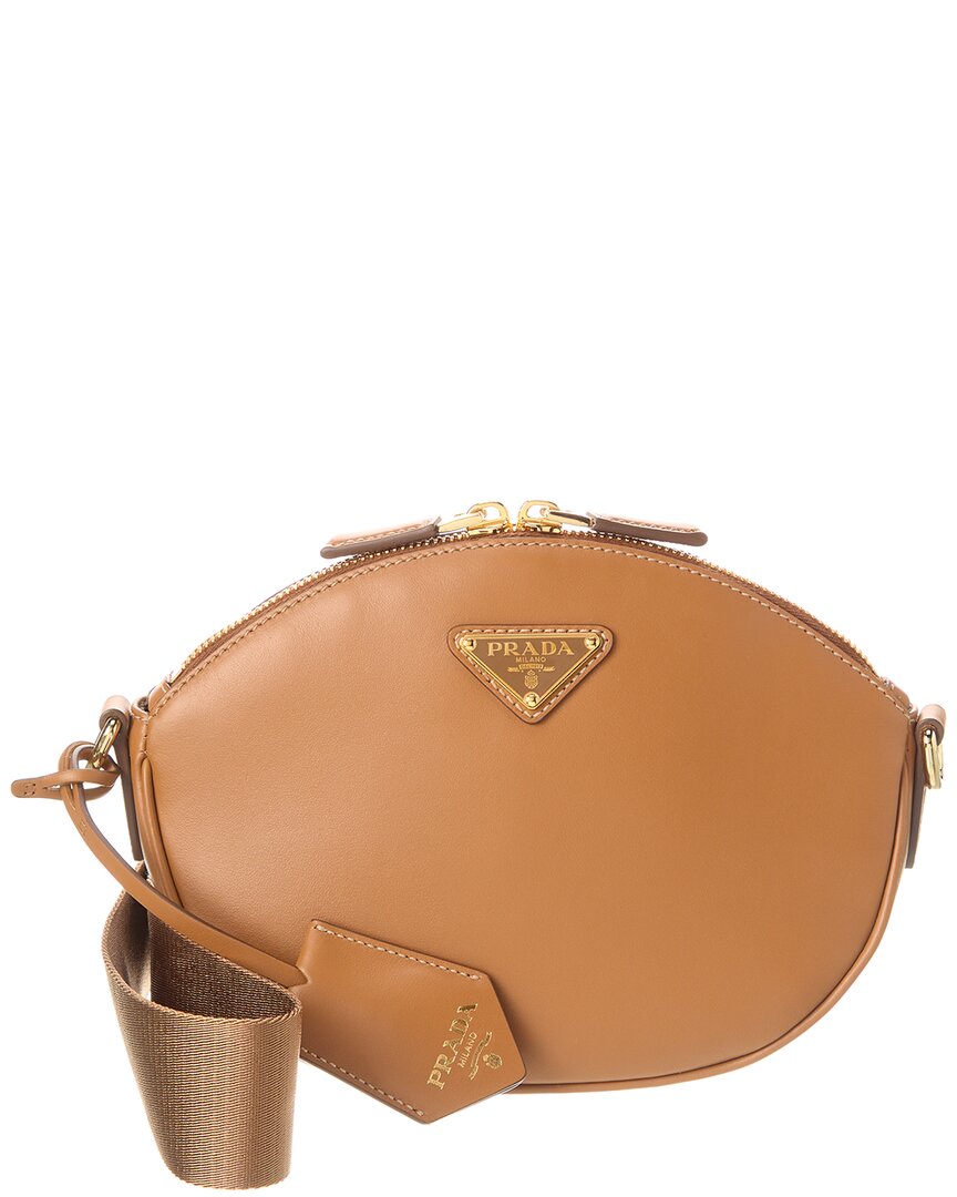 Shop Prada Mini Leather Shoulder Bag In Brown