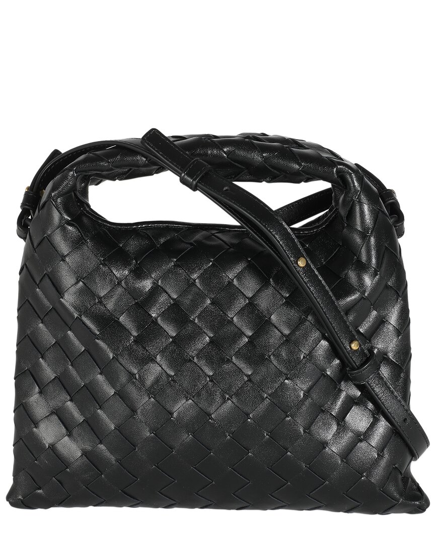 Bottega Veneta Black Intrecciato Leather Mini Hop Hobo (authentic Pre-loved) In Black