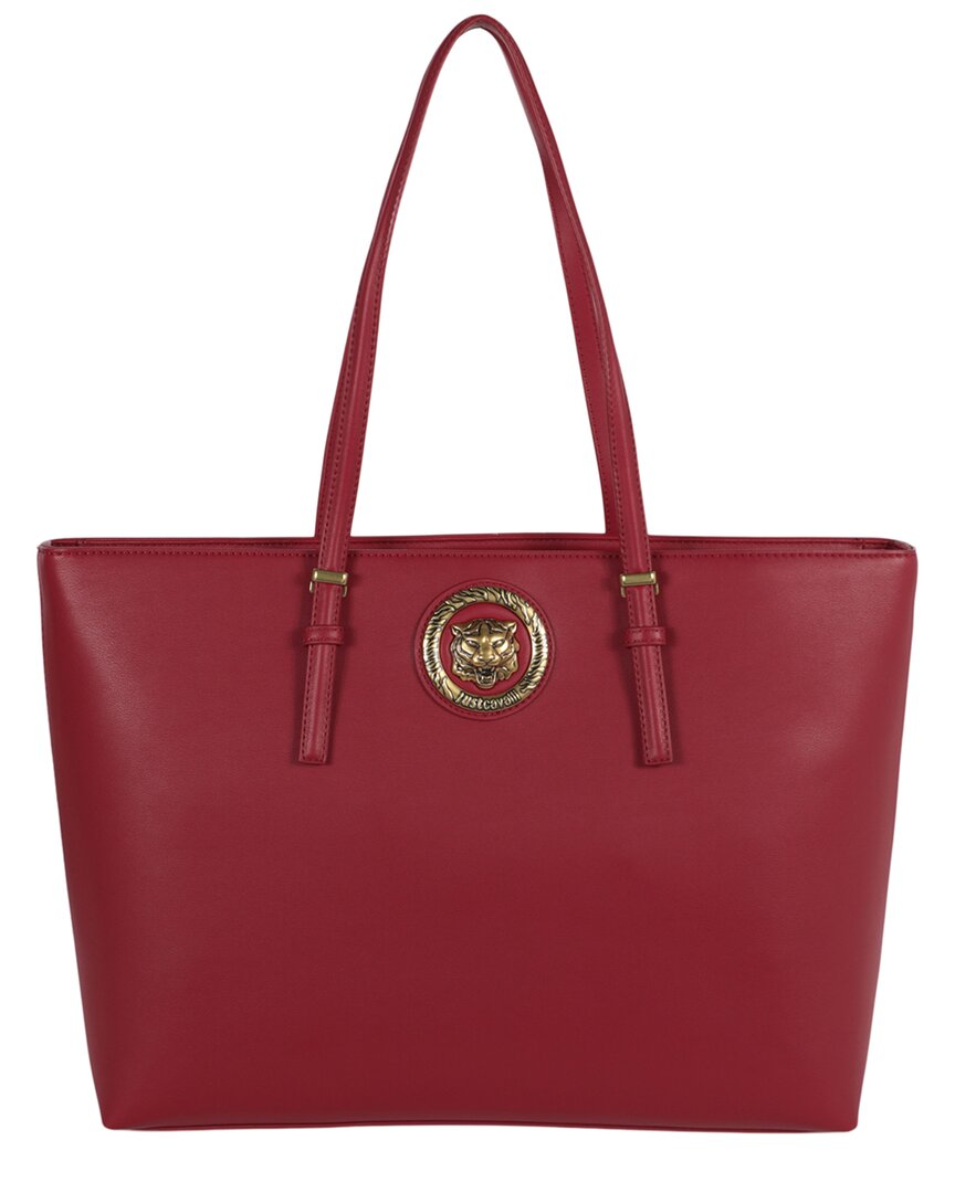 Just Cavalli Tiger Motif Small Tote In Red