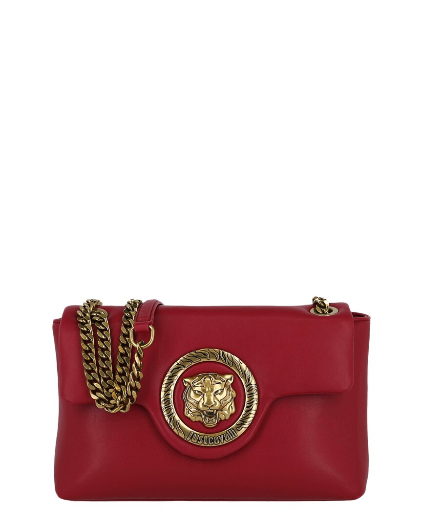 Shop Just Cavalli Gold Chain Tiger Motif Crossbody In Red