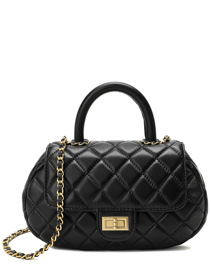 Shop Tiffany & Fred Paris Quilted Leather Satchel In Black