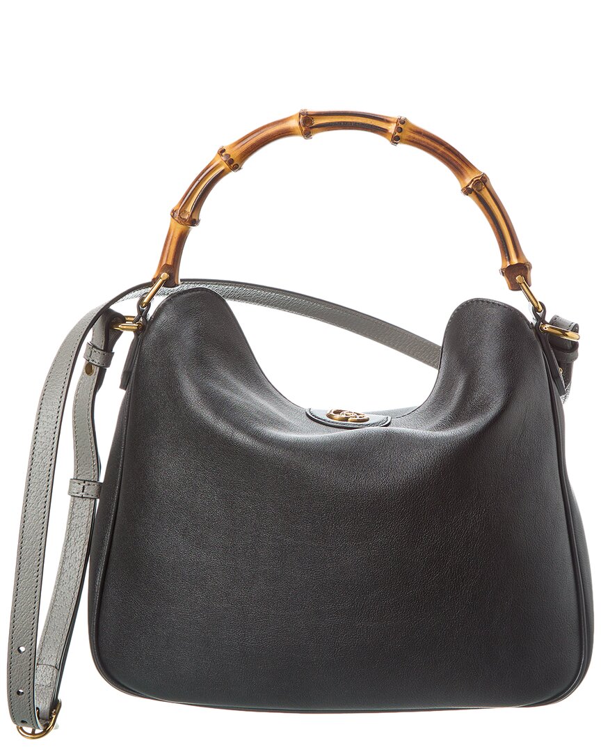 Shop Gucci Diana Medium Leather Shoulder Bag In Black