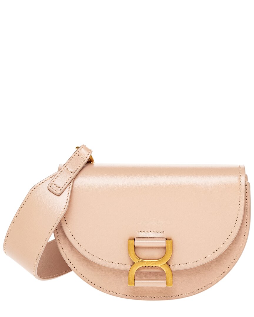 Shop Chloé Marcie Mini Leather Shoulder Bag In Pink