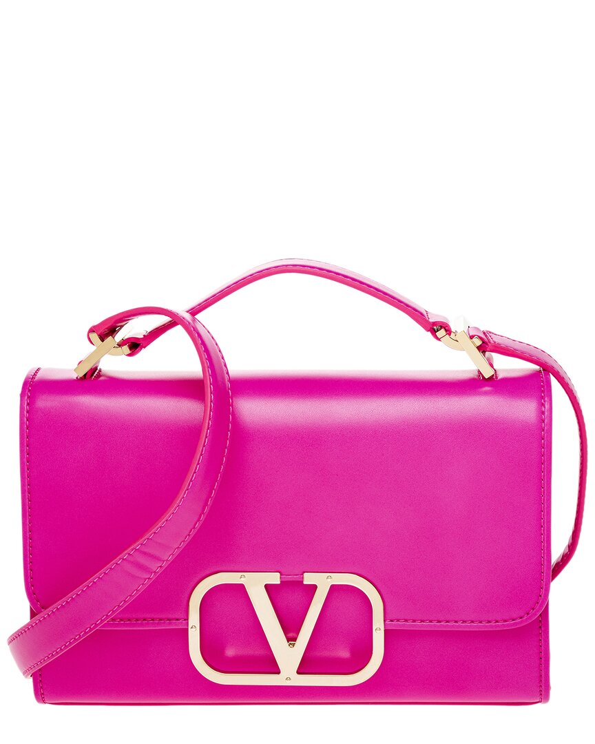 Shop Valentino Vlogo Leather Shoulder Bag In Pink