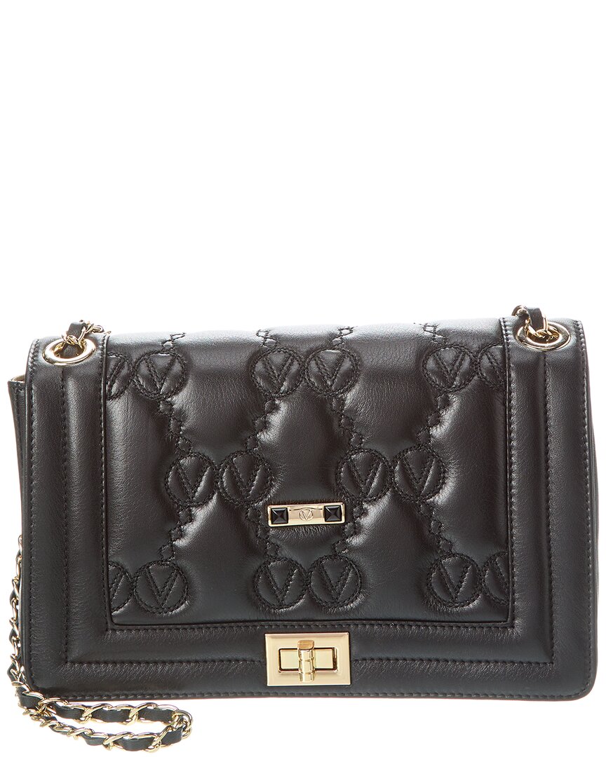 Shop Valentino By Mario Valentino Alice Monogram Leather Shoulder Bag In Black
