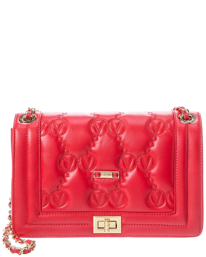 Shop Valentino By Mario Valentino Alice Monogram Leather Shoulder Bag In Red