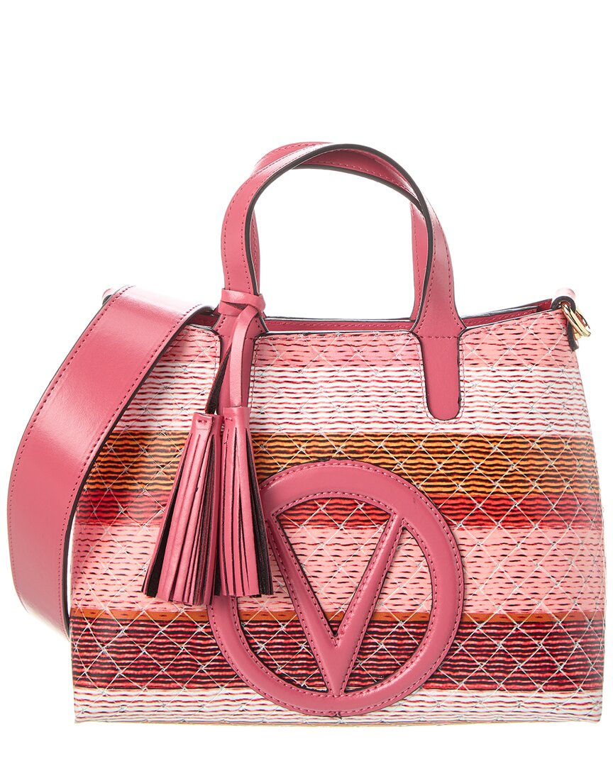 Shop Valentino By Mario Valentino Rosette Tresse Leather Tote In Pink