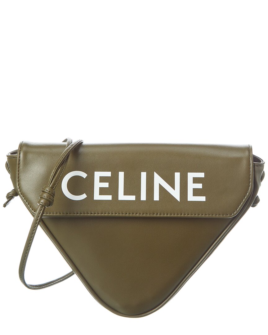 Shop Celine Triangle Leather Shoulder Bag In Green