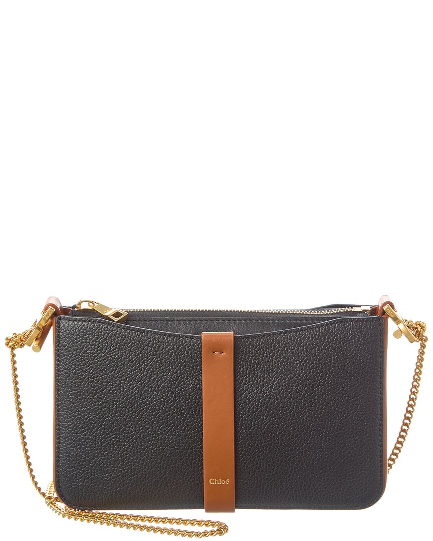 Shop Chloé Marcie Leather Pouch On Chain In Black