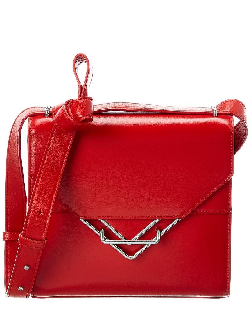 Shop Bottega Veneta The Clip Leather Shoulder Bag In Red