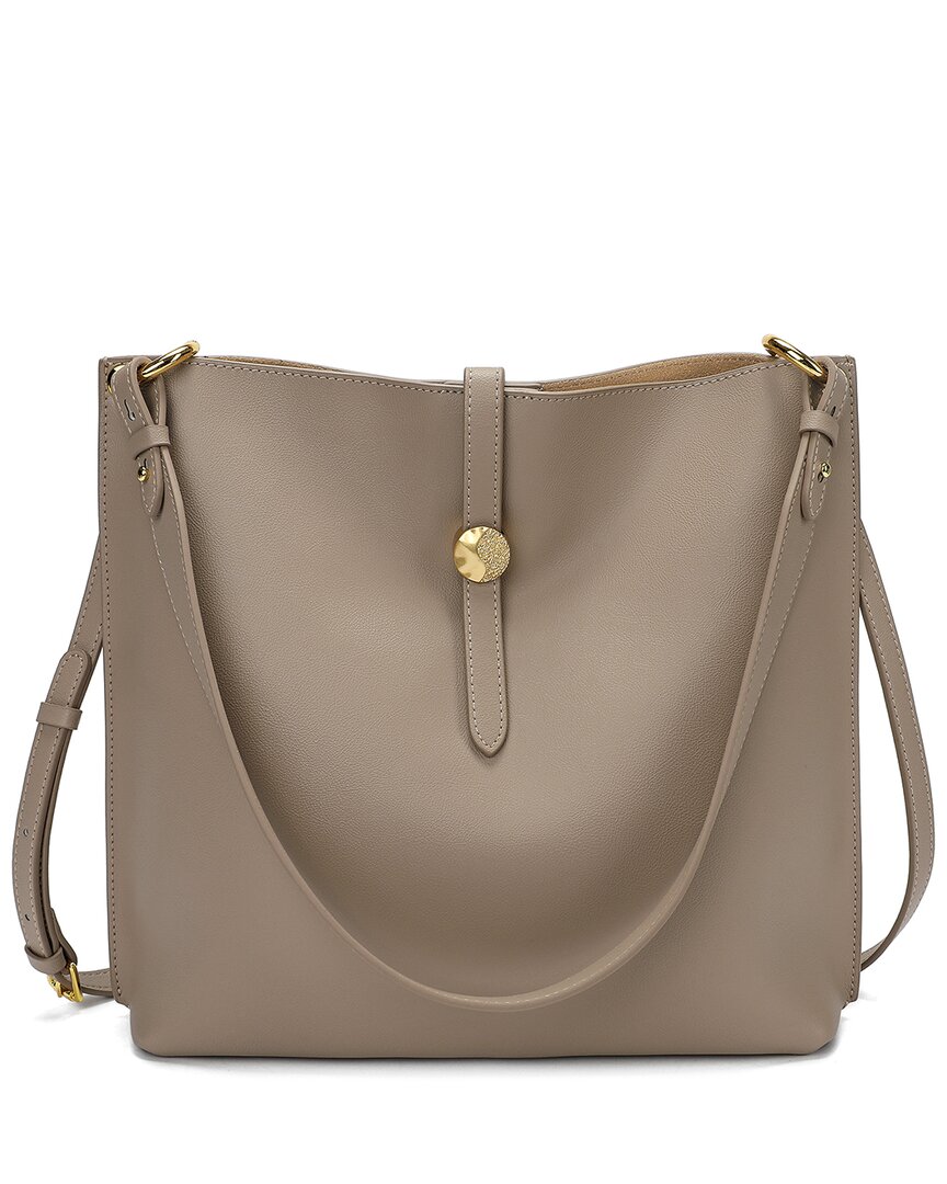 Shop Tiffany & Fred Paris Smooth Leather Shoulder Bag In Grey