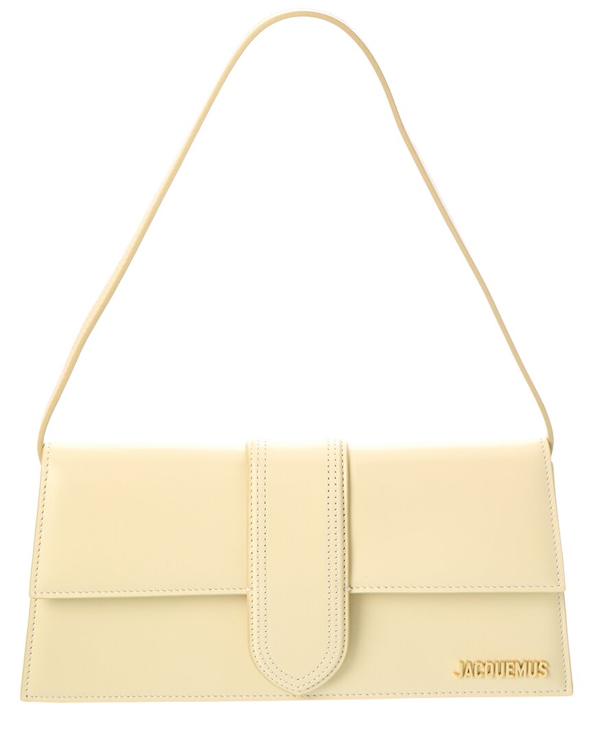Shop Jacquemus Le Bambino Long Leather Shoulder Bag In White