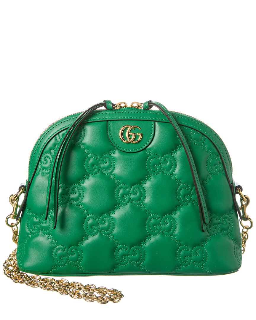 Gucci Gg Matelasse Small Leather Shoulder Bag In Green
