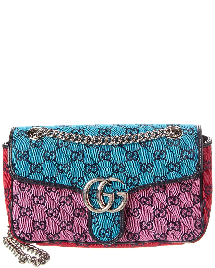 Gucci Gg Marmont Small Gg Canvas Shoulder Bag In Pink