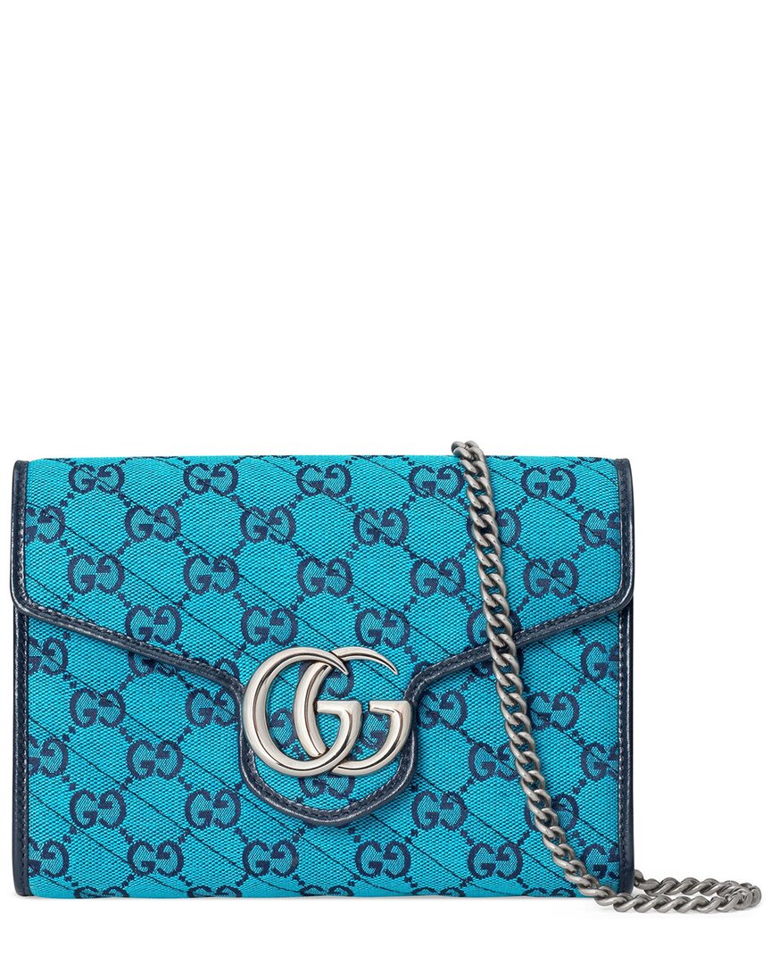 Gucci Gg Marmont 2.0 Coated Canvas & Leather Shoulder Bag In Blue