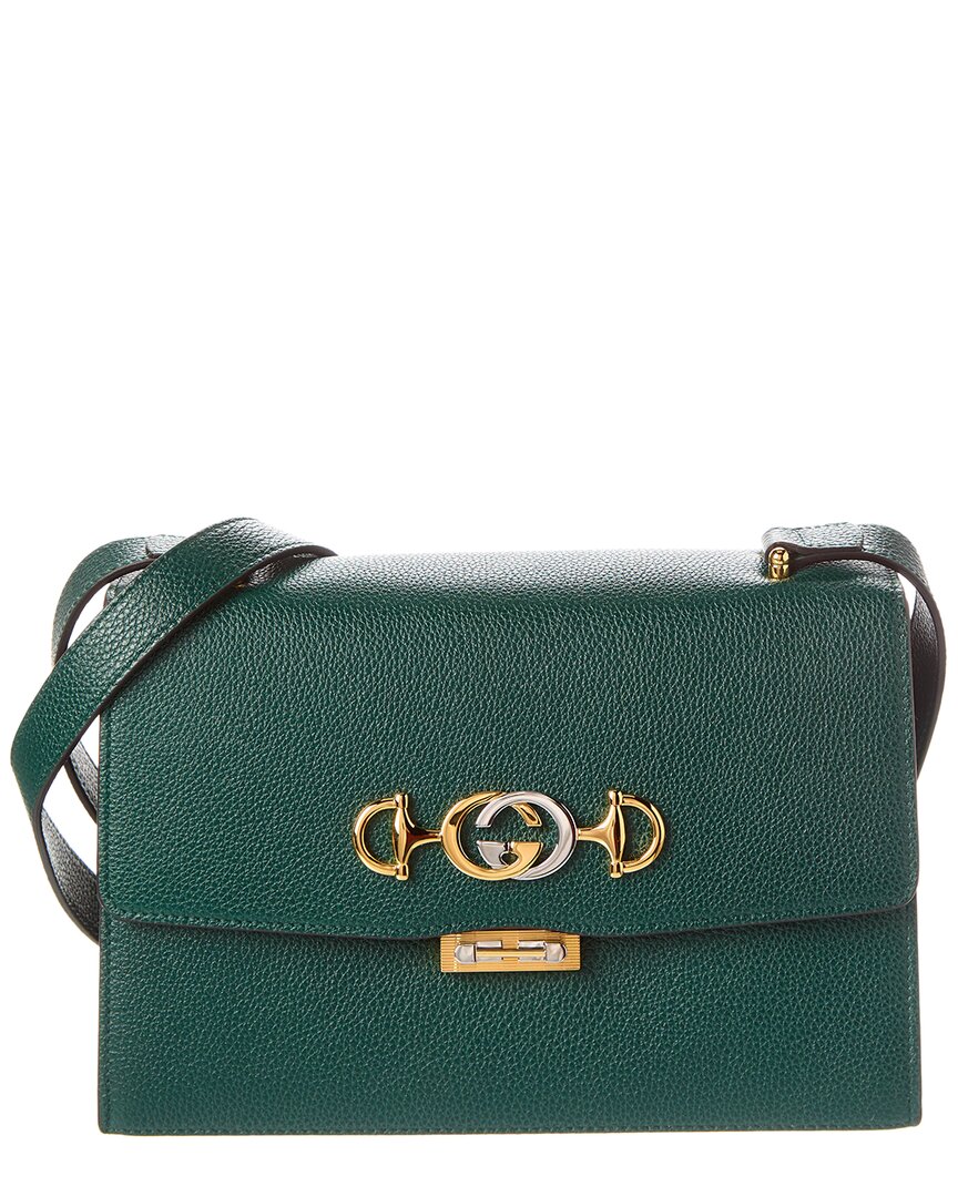 Shop Gucci Zumi Small Leather Shoulder Bag In Green