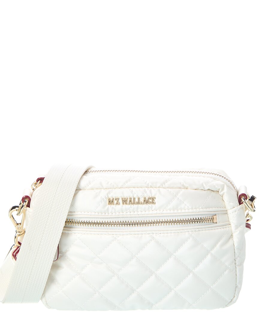 Mz Wallace Mini Crosby Quilted Nylon Crossbody Bag In White