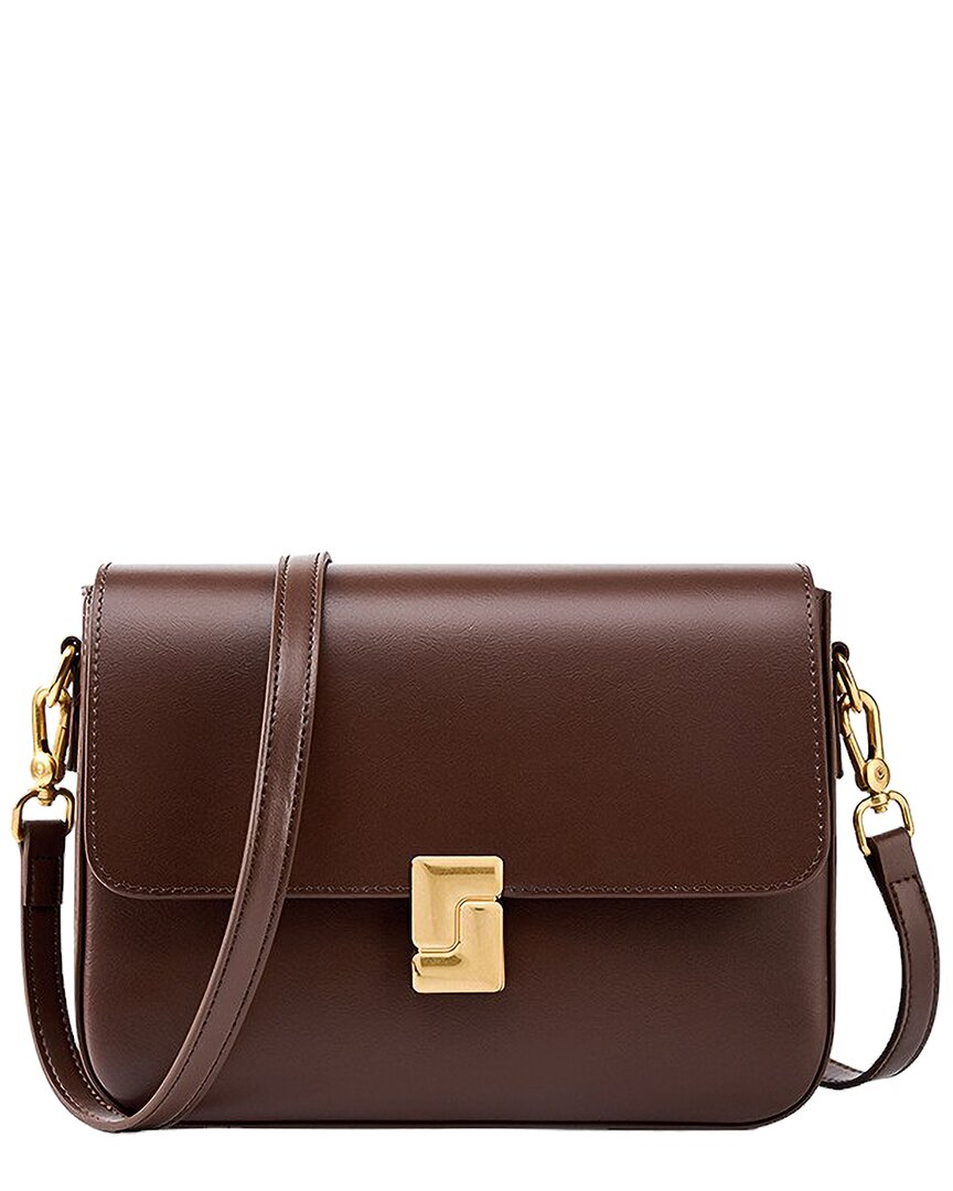 Adele Berto Leather Shoulder Bag In Brown