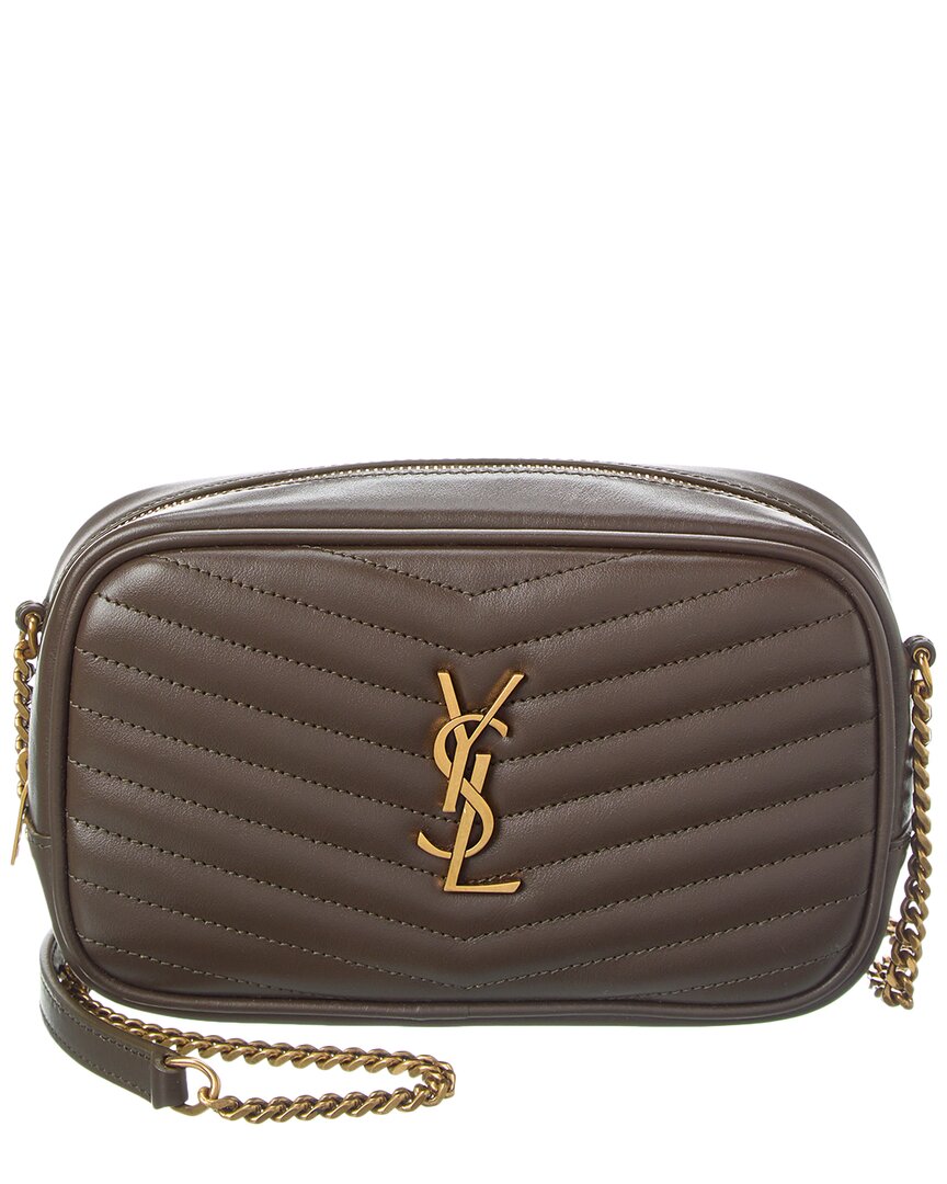 Saint Laurent Lou Mini Quilted Leather Camera Bag In Brown