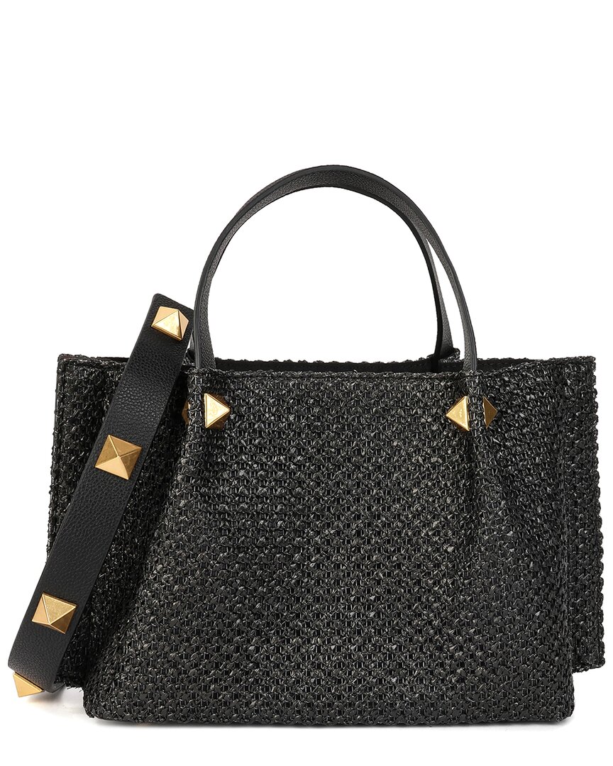 TIFFANY & FRED PARIS TIFFANY & FRED PARIS RAFFIA & LEATHER TOP-HANDLE SHOULDER BAG 