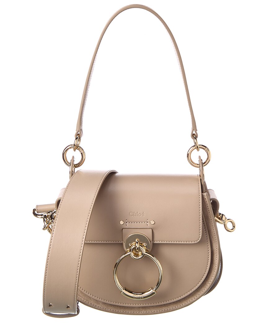Chloé Tess Small Leather & Suede Shoulder Bag In Brown