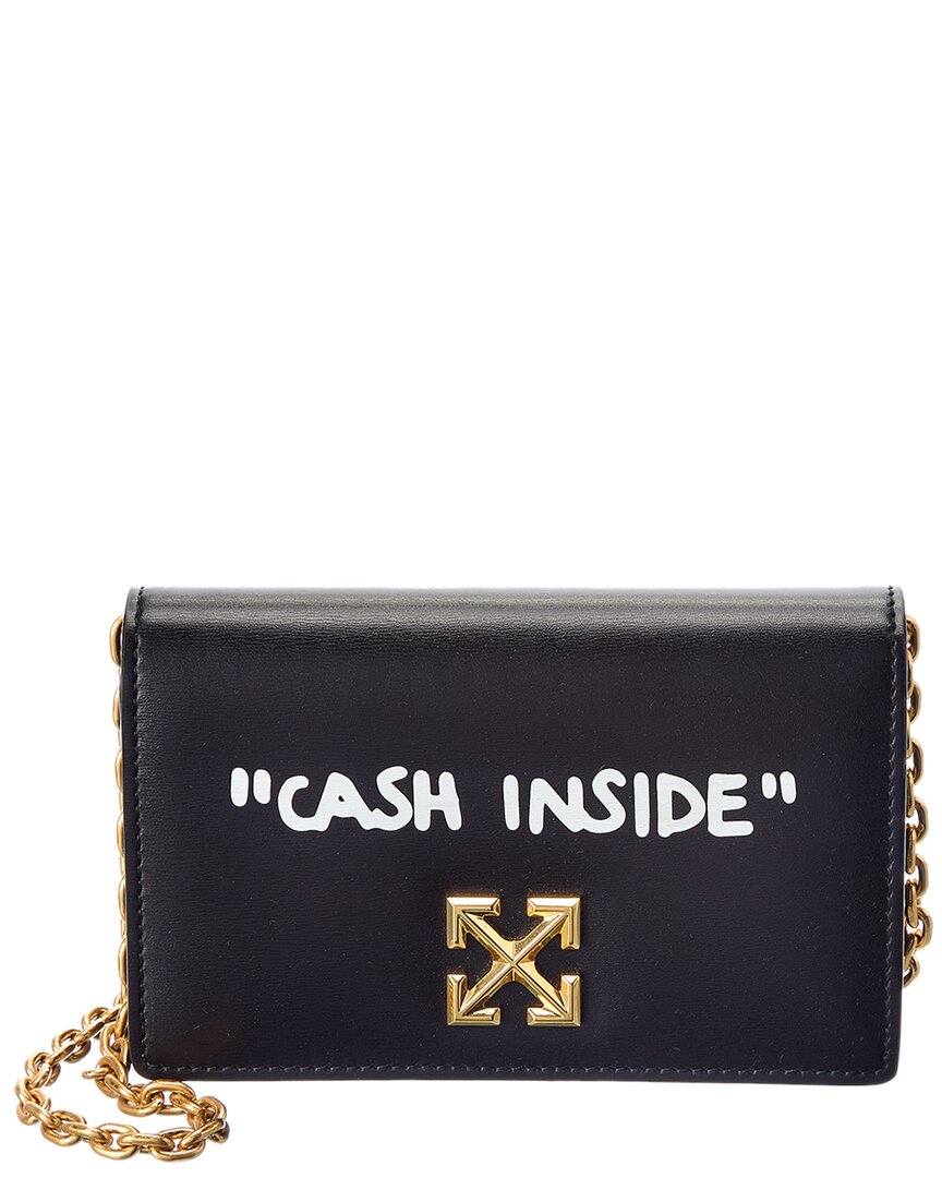 Off-white Jitney 0.5 Printed Embellished Leather Shoulder Bag In Black