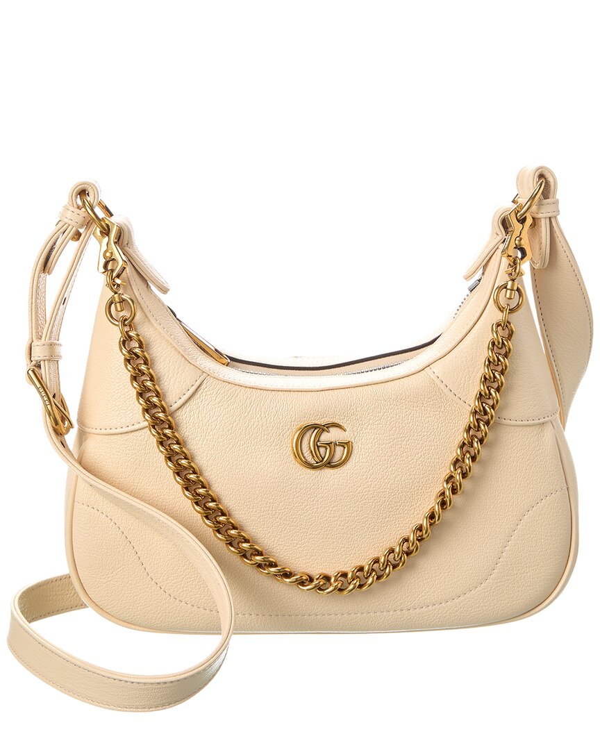 Gucci Aphrodite Small Leather Hobo Bag In Beige