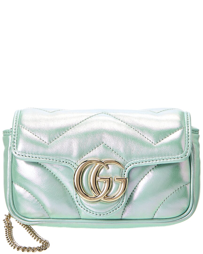 Gucci Gg Marmont Super Mini Matelasse Leather Shoulder Bag In Green