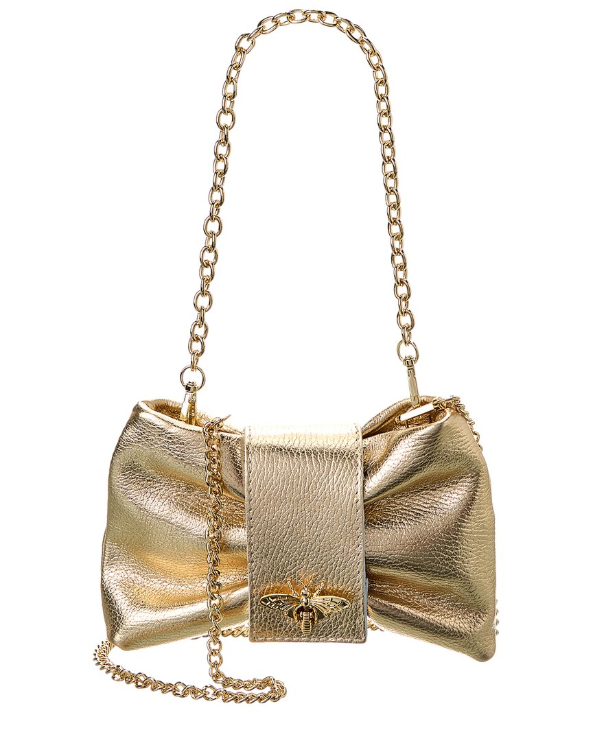 Persaman New York #1074 Leather Clutch In Gold