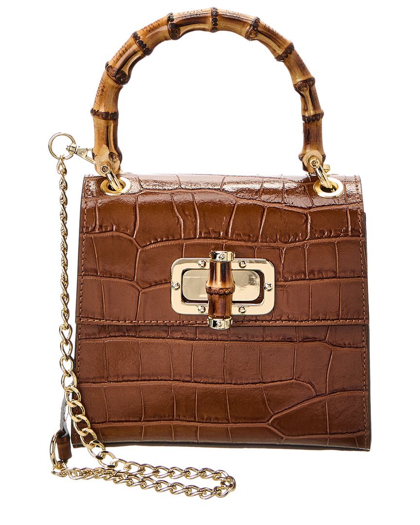 Persaman New York #1029 Leather Top Handle Leather Satchel In Brown