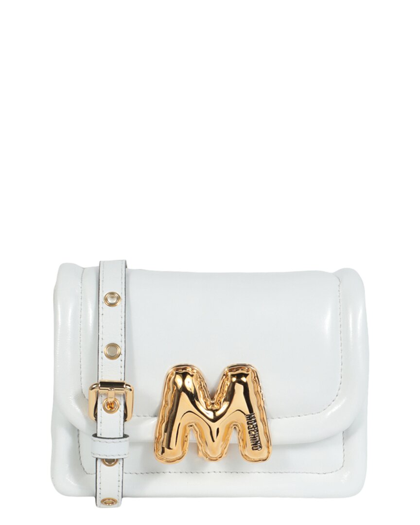 Moschino Inflatable-logo Leather Shoulder Bag In White
