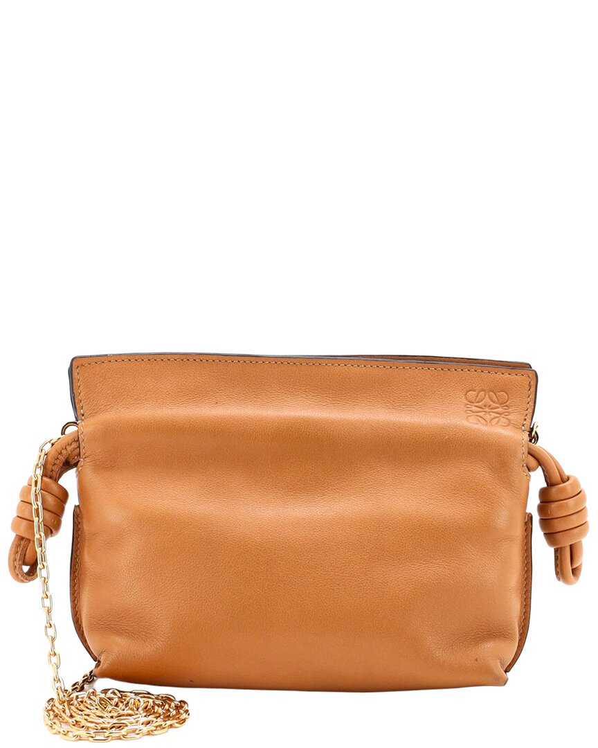 Pre-owned Loewe Brown Sheep Leather Flamenco Knot Chain Clutch Nano (authentic Pre-  Loved)