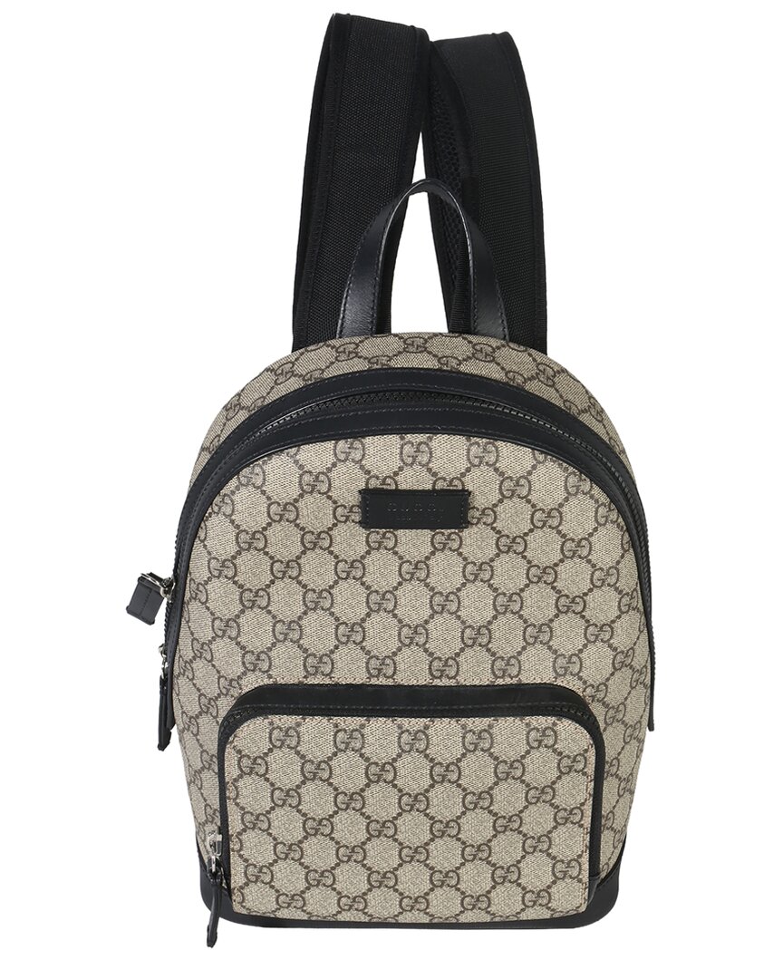 Gucci Beige; Black Canvas Gg Supreme Eden Small Backpack (authentic Pre-loved)