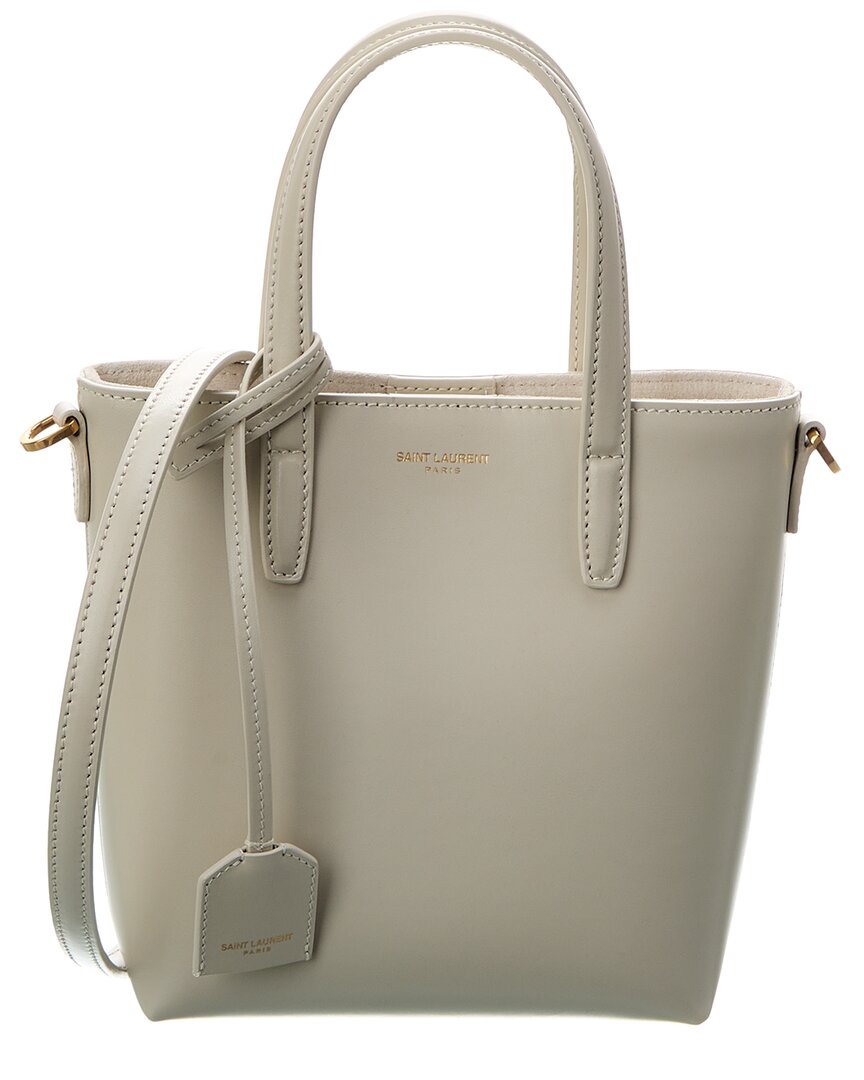 Saint Laurent Toy Mini Leather Shopping Tote In White