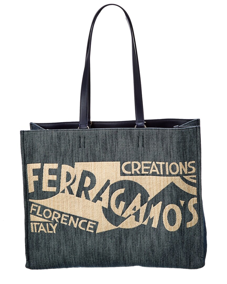 Ferragamo F. Signature Large Tote - Exclusive In Blue