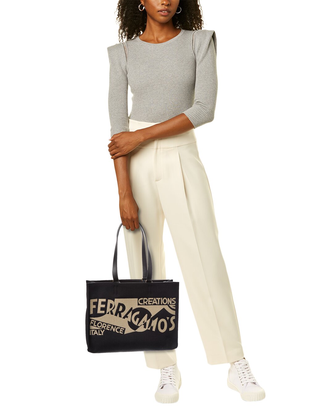 Gilt - Ferragamo - Logo Medium Canvas & Leather Tote