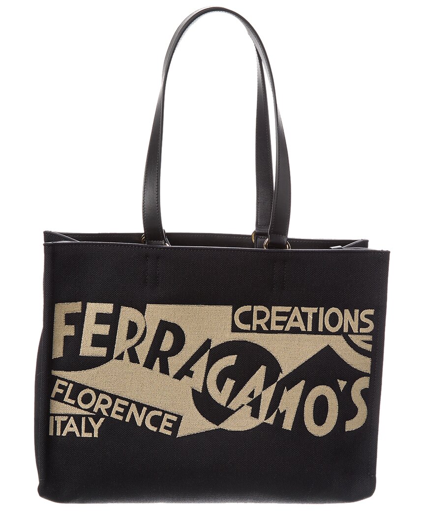 Ferragamo Salvatore  Logo Detailed Medium Tote Bag In Black