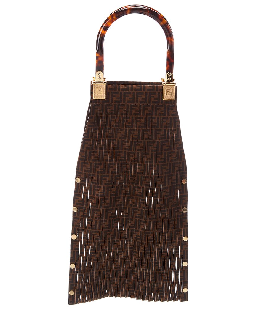 Fendi Sunny Ff Suede Tote In Brown