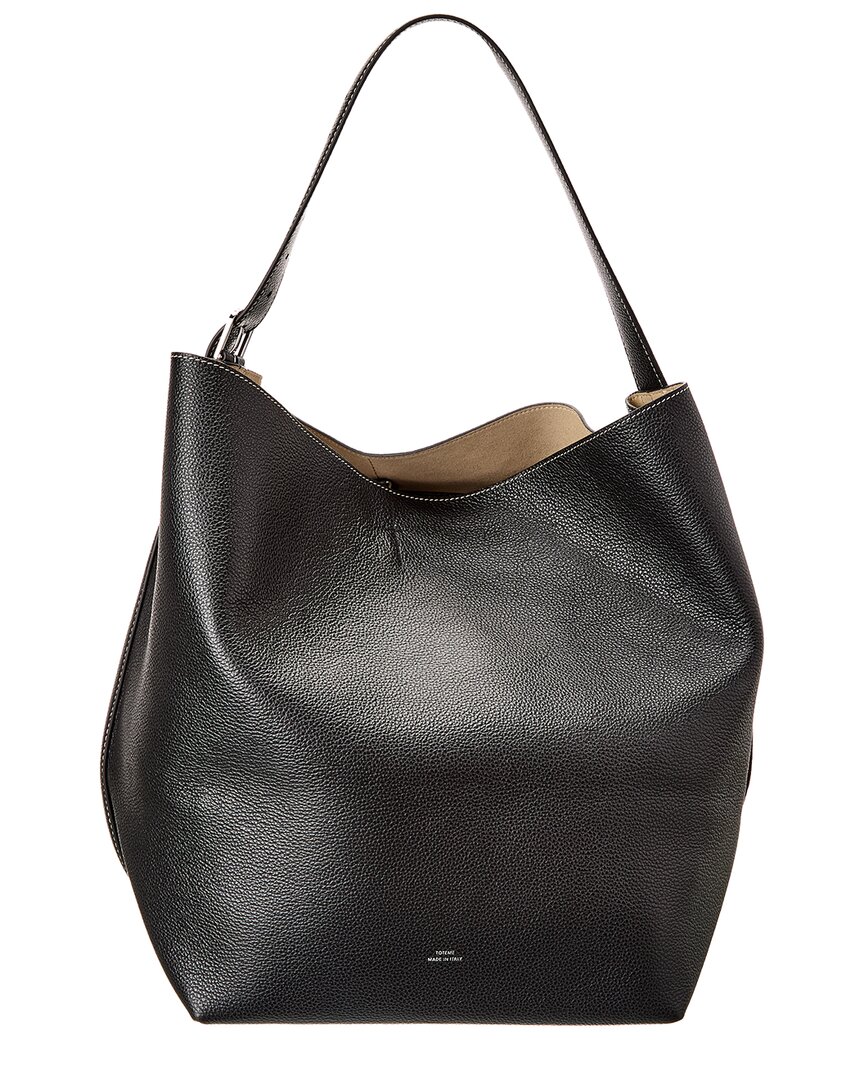 Totême Toteme Belted Leather Tote In Burgundy