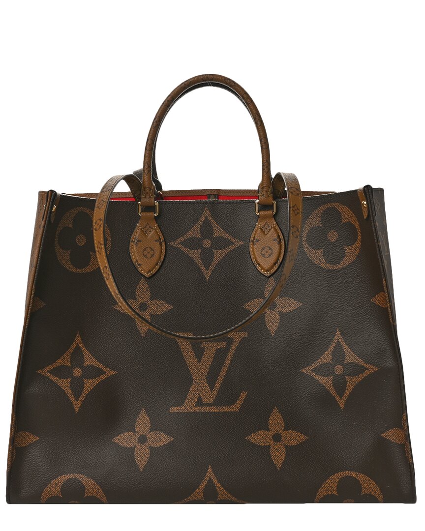 Pre-owned Louis Vuitton Brown Monogram Reverse Coated Canvas Onthego Gm (authentic Pre-  Loved)