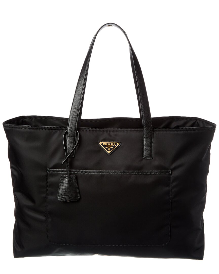 Prada Re-edition 1978 Large Nylon & Saffiano Leather Tote In Brown