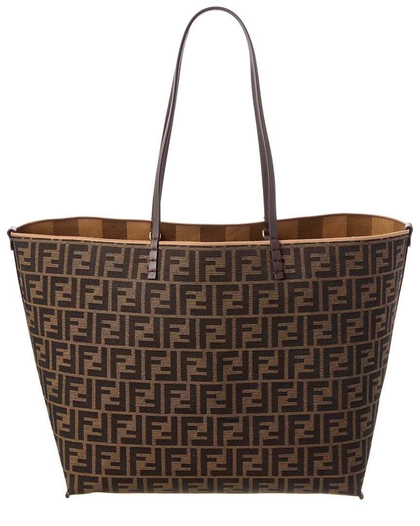 Fendi Cappuccino-coloured Roll Large Reversible Shopper Bag In Brown