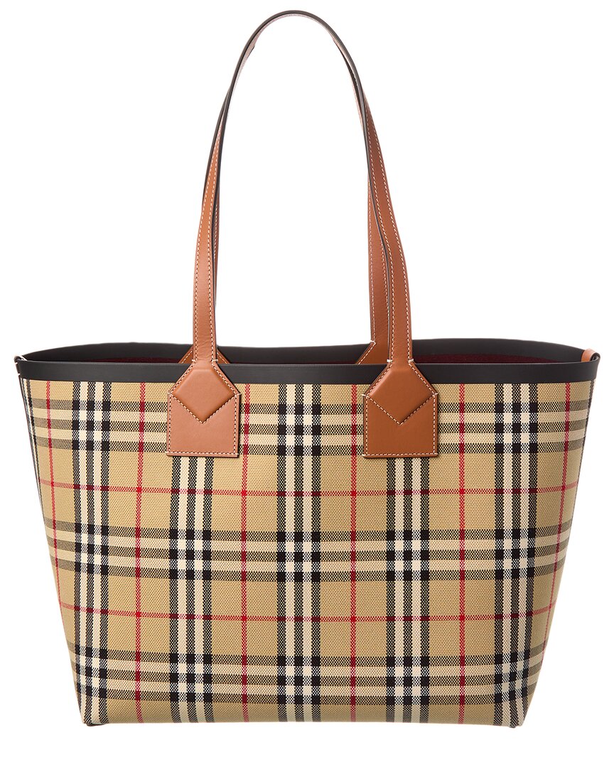 Burberry London Embroidered Canvas Tote Bag In Beige