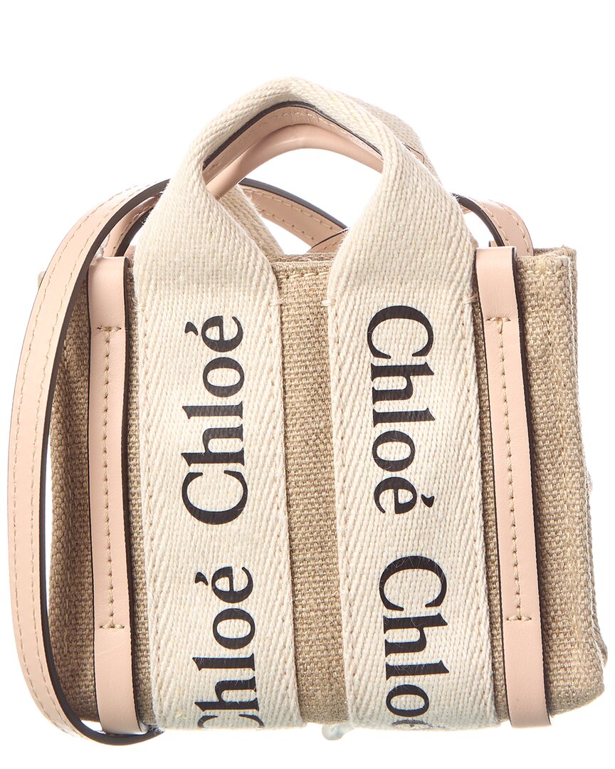CHLOÉ CHLOÉ WOODY NANO CANVAS & LEATHER TOTE 