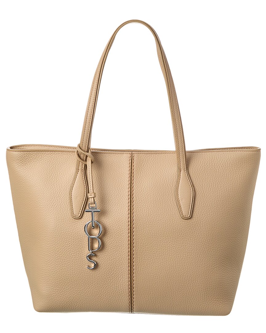 Tod's Logo Leather Tote In Brown