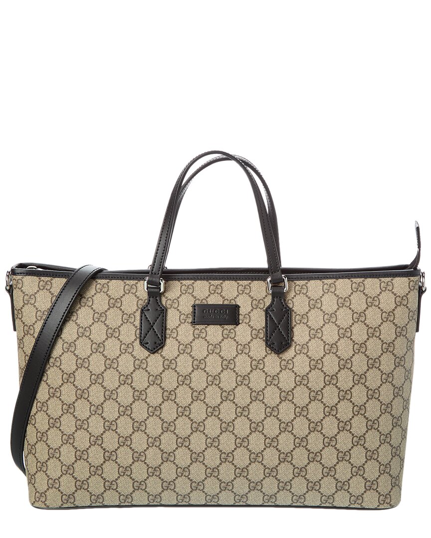Gucci Gg Supreme Canvas & Leather Tote Women's Beige | eBay