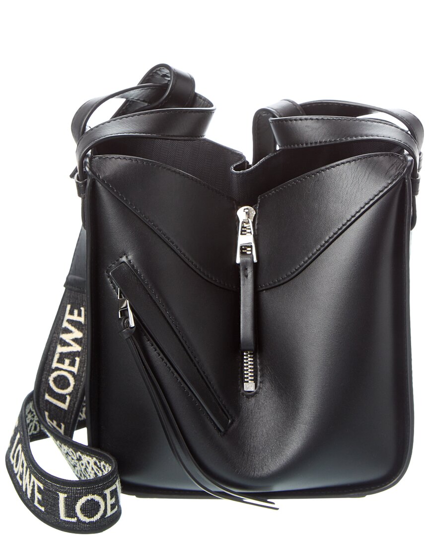 Loewe Compact Hammock Satin Leather Tote In Black