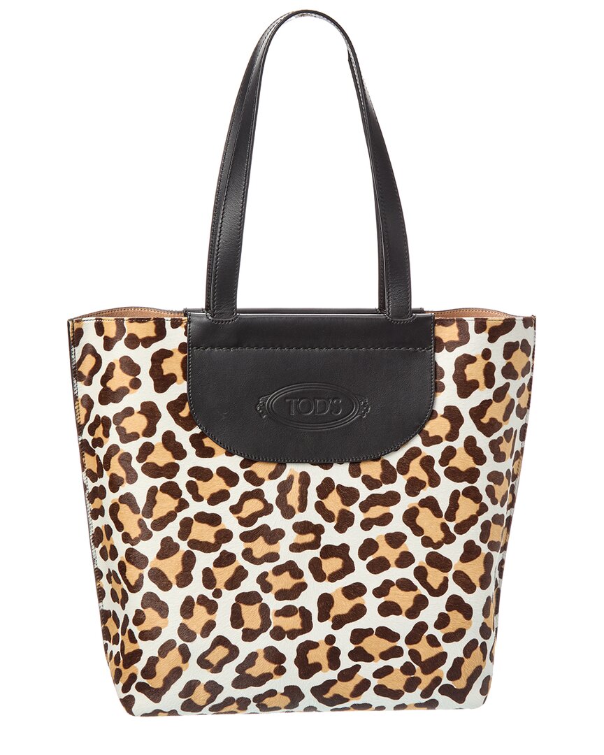 Tod's Logo Haircalf & Leather Tote