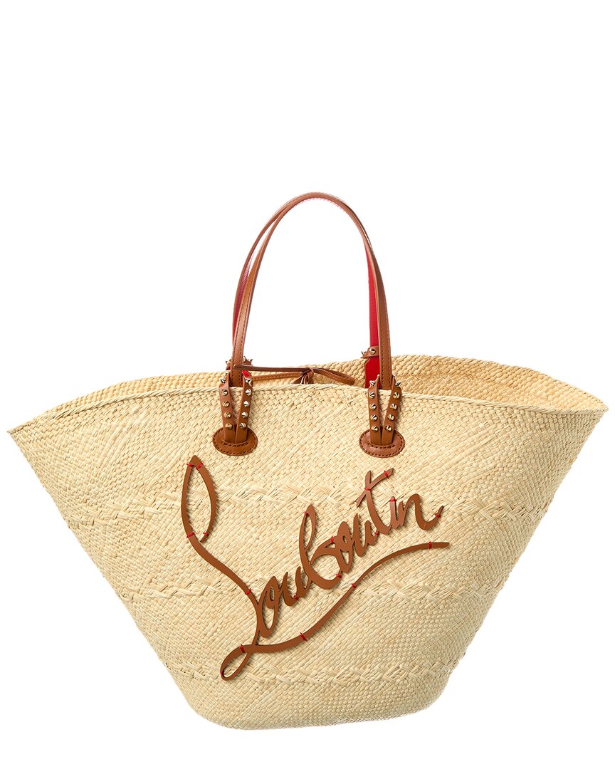 Christian Louboutin Cabata Large Raffia & Leather Basket Tote